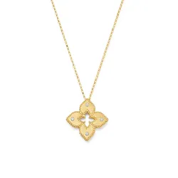 18K Yellow Gold Petite Venetian Princess Diamond Pendant Necklace