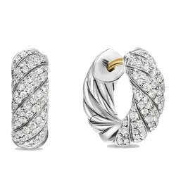 Sculpted Cable Huggie Hoop Earrings In Silver, 14.4mm