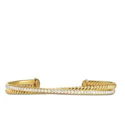 Crossover 2 Row Bracelet With Diamonds In 18K Gold