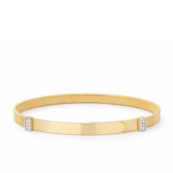 18K Gold Masai Diamond Pavé Two Station Thin Bangle Bracelet