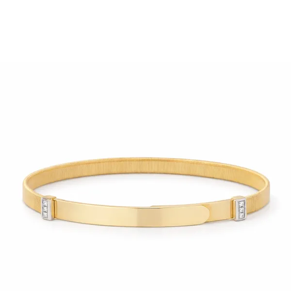18K Gold Masai Diamond Pavé Two Station Thin Bangle Bracelet 18K Gold Masai Diamond Pavé Two Station Thin Bangle Bracelet