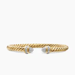 5mm Cablespira Bracelet In 18K Gold And Diamonds