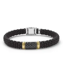 Black Ceramic 18k Gold Black Diamond Bracelet, 9mm