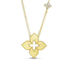 18K Yellow Gold Venetian Princess Diamond Pendant Necklace