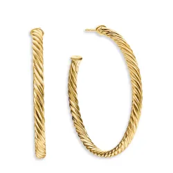  Cablespira Hoop Earrings In 18K Yellow Gold, 1.5 Inch