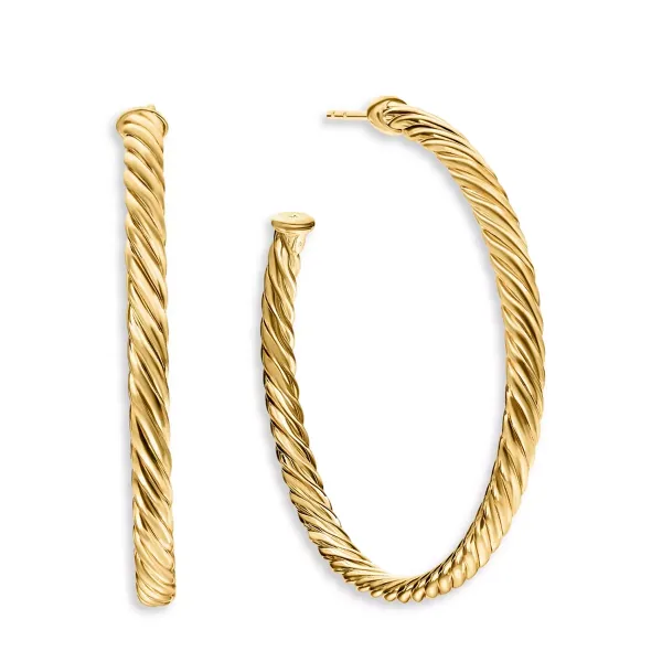  Cablespira Hoop Earrings in 18K Yellow Gold, 1.5 inch