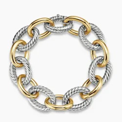 XL Oval Link Bracelet 18k Gold And Sterling Silver