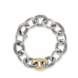 Oval Link Bracelet 18k Gold And Sterling Silver, Large