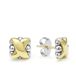 Two-Tone X Stud Earrings