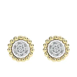 Two-Tone Caviar Diamond Stud Earrings