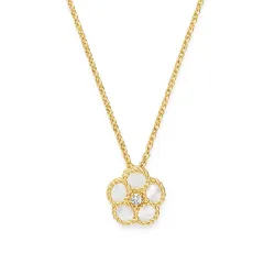 18K Yellow Gold Daisy Mother-of-Pearl & Diamond Pendant Necklace