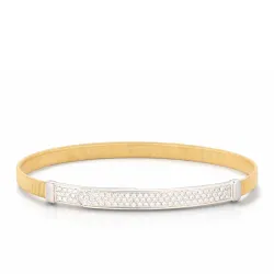 18K Yellow & White Gold Masai Diamond Pavé Coil Thin Bangle Bracelet