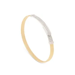 18K Yellow & White Gold Masai Diamond Pavé Coil Thin Bangle Bracelet