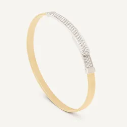 18K Yellow & White Gold Masai Diamond Pavé Coil Thin Bangle Bracelet