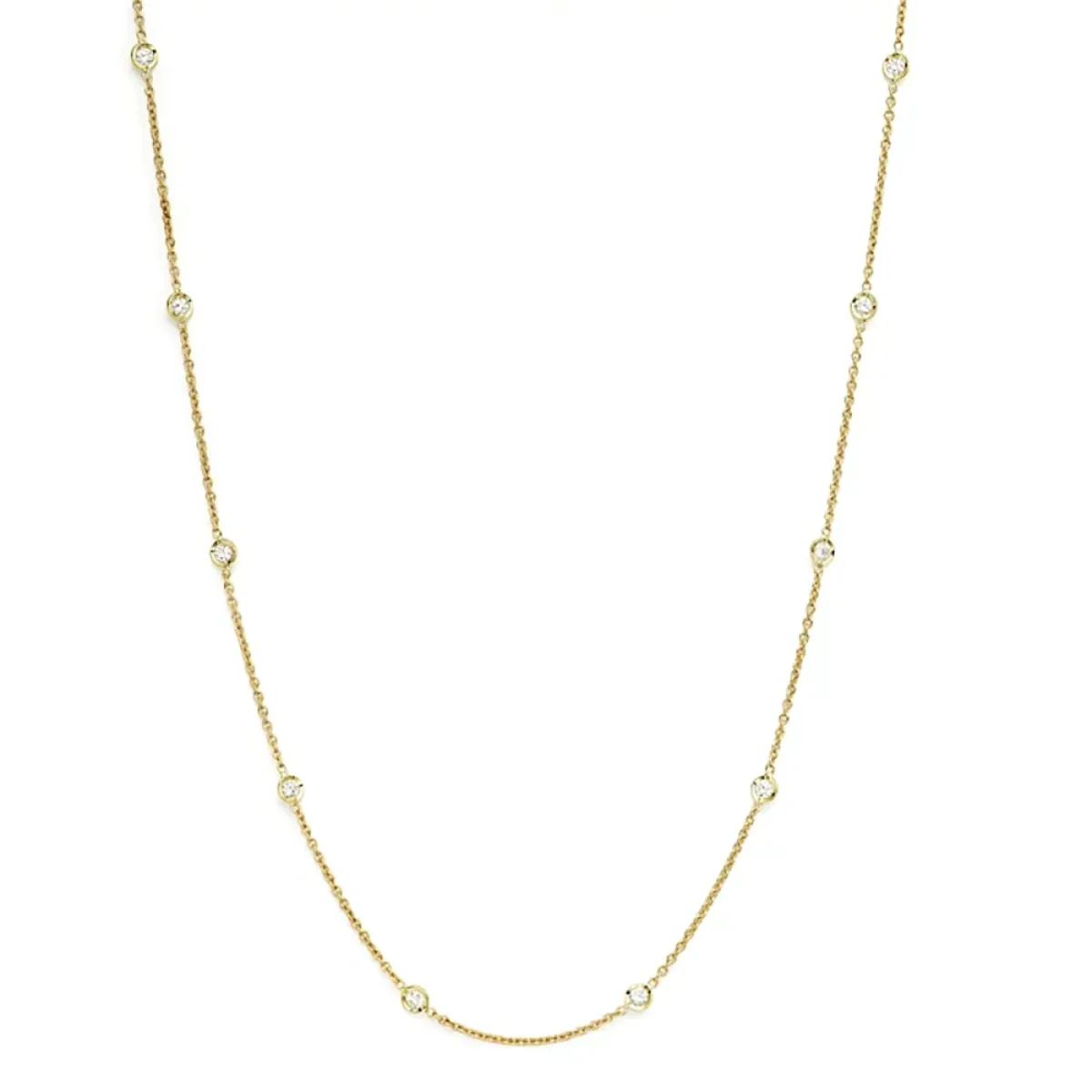 18K Yellow Gold Diamonds By The Inch 10 Station Necklace