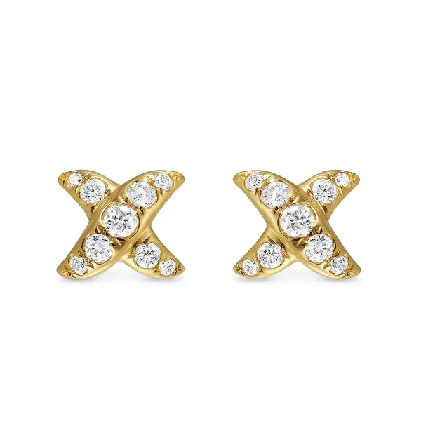 Crossover X Stud Earrings in 18K Yellow Gold with Diamonds, 6mm Crossover X Stud Earrings in 18K Yellow Gold with Diamonds, 6mm
