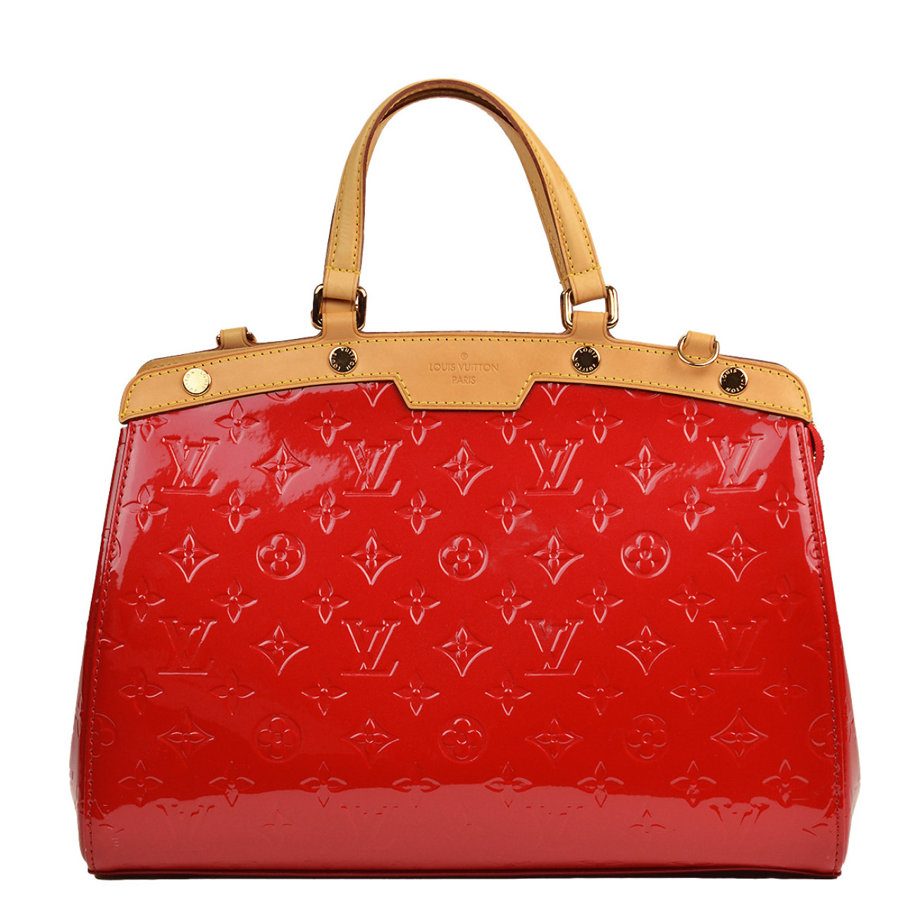 Louis Vuitton Monogram Brea MM Burgundy Patent Leather Handbag
