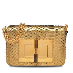 Natalia Medium Python Shoulder Bag Gold