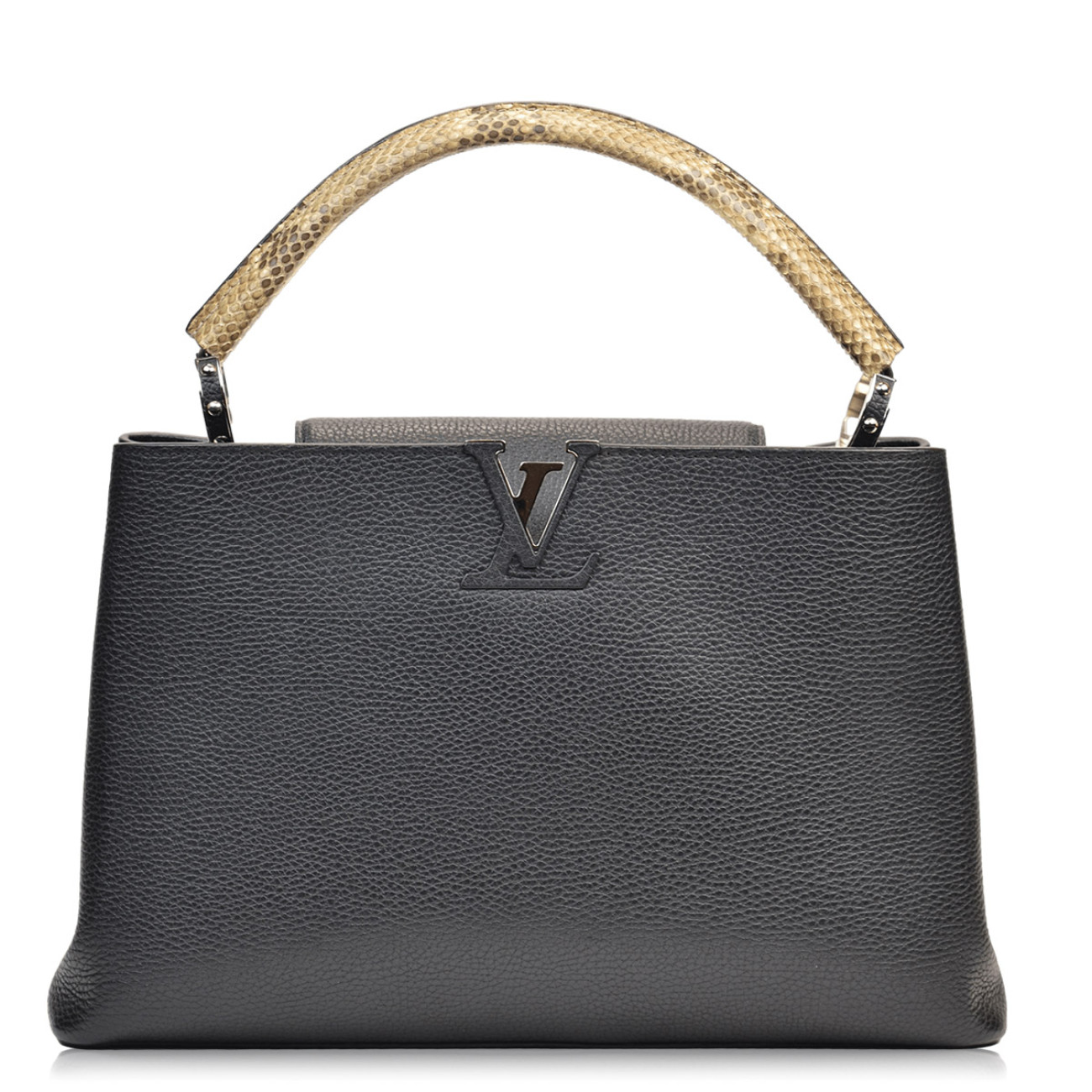 Louis Vuitton - Authenticated Capucines Handbag - Leather Beige Snakeskin for Women, Good Condition