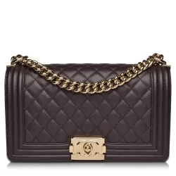 Dark Brown Lambskin Medium Boy Bag