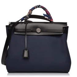 Herbag 31 Zip Canvas Bleu Marine Noir Silver Hardware