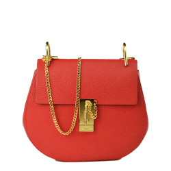 Red Calfskin Leather Drew Bag