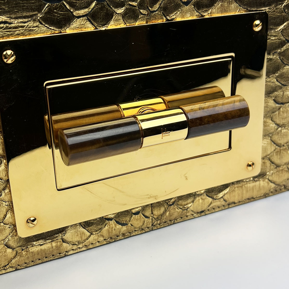 Tom Ford Metallic Gold Python Natalia Bag. Pristine Condition. 9.5, Lot  #58053